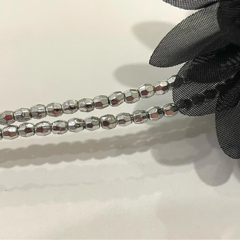 Justice Black & Silver Flower Headband Party Tween Child Teen Wedding Communion